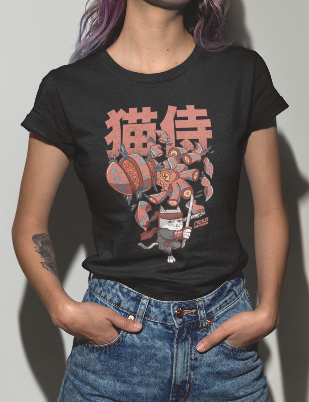 Catmere The Cat Samurai Oppitunnit Naisten T-Paita